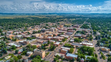 Elevated Summer Panorama of Greeley, Colorado: A Glimpse of Downtown Skyline from Above