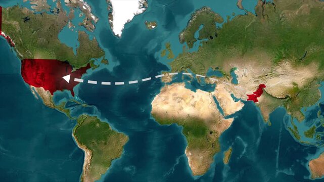  pakistan to usa route,  Pakistan to USA Route Animation,Pakistan to USA Flight Route Animation: Full Flight Path & Key Stops, Best Routes to the USA from Pakistan: Visual Planning Animation,
