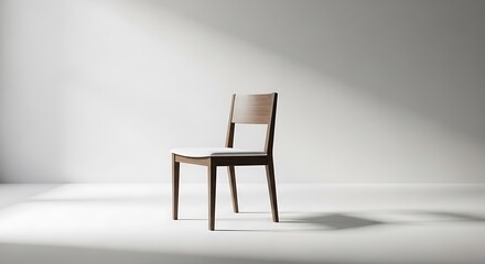 Minimalist Wooden Chair with White Seat in Soft Light