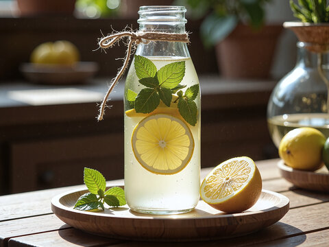 Lemon juice conveys freshness and a zesty sense of wellness.