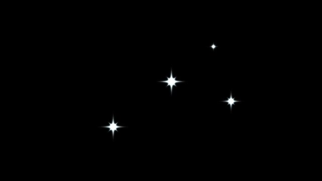 4k Twinkling stars animation, white cartoon, flat, vector, doodles style stars blinking retro vector stars and starry night sky, looping animation. animation twinkling stars on black screen background