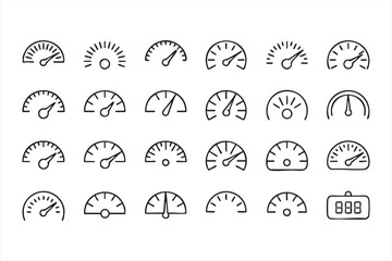 Automotive speedometer and fuel gauge vector illustrations for vehicle design