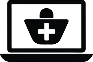 Online pharmacist vector icon.