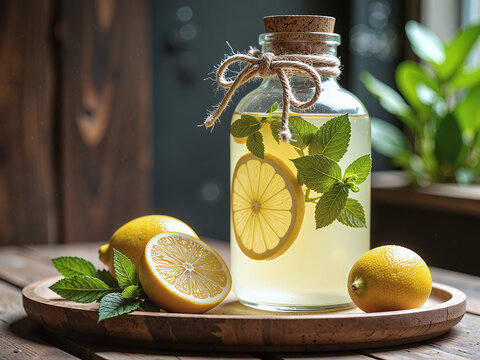 Lemon juice conveys freshness and a zesty sense of wellness.