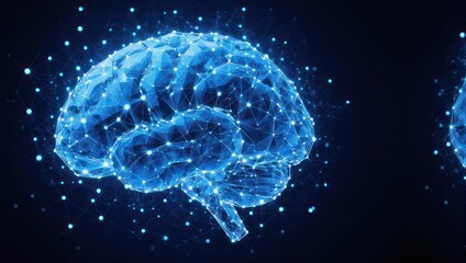 Stunning digital brain network showing AI intelligence and neural connections, perfect for technology or science presentations with a modern feel