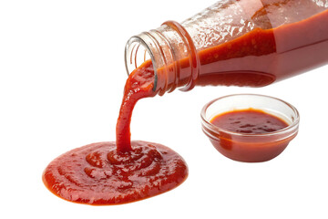 Vibrant stream of red sauce flows