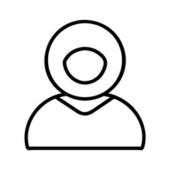 Simple outline icon of a person wearing a hood isolated on transparent background