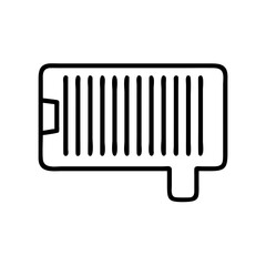Simple line art icon of a rectangular air filter with vertical slats isolated on transparent background