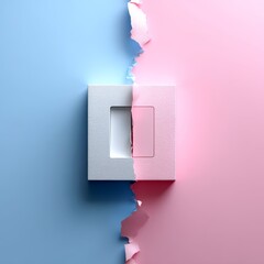 Creative Dual Color Light Switch with Torn Paper Effect on Blue and Pink Background