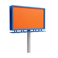 Modern orange billboard structure with blue frame ready for advertisement display transparent background