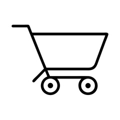 Simple outline of a shopping cart with wheels isolated on transparent background