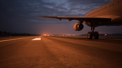 Fototapeta premium Infrared Thermal View of Airplane Parts on Runway at Night for Aviation Studies