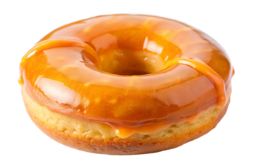 Delicious glazed orange donut isolated food photography sweet treat bakery pastry isolated on transparent background