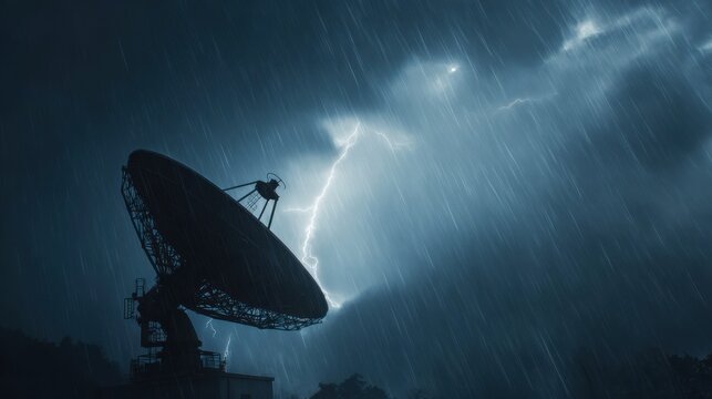 stormy night satellite dish rain