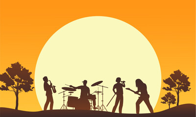 Silhouette of Music Band Perf...