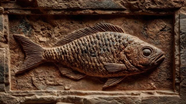 Brown Stone Carving of Fish