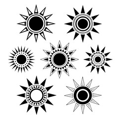 Geometric Sunburst Mandala Designs:  Elegant, Tribal, and Mystical Line Art Illustrations.
