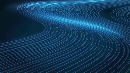 Abstract blue light trails background animation for technology data stream and network concept - Powered by Adobe
