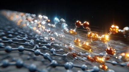 Obraz premium glowing molecules graphene surface