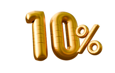 10 off discount promotion sale made of gold balloons on a isolated background. 10 percent off. llustration of balloon percent discount or promotion for your poster, banner, discount, ads and banner.