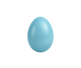 A smooth, light blue easter egg, isolated on a transparent background, symbolizing spring and celebration