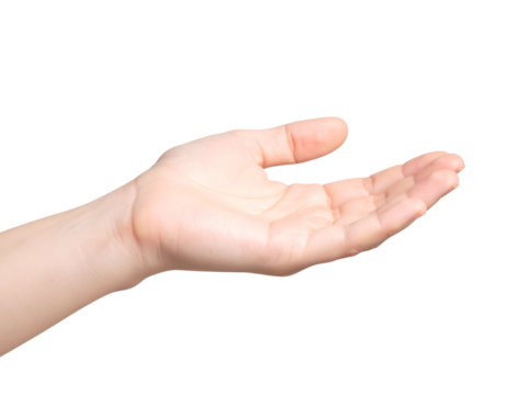 An open hand reaching out, symbolizing generosity, support, and the act of giving or receiving something.