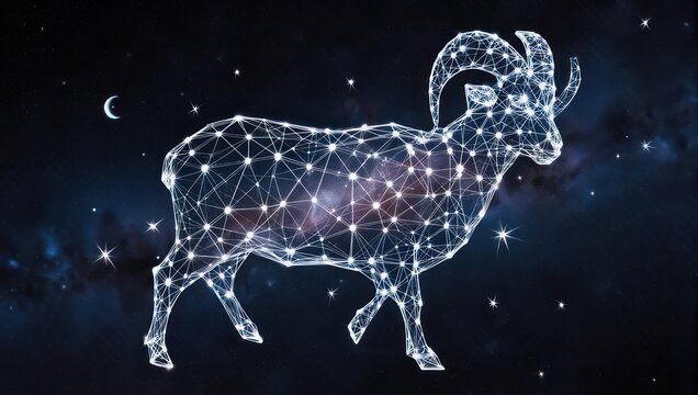 Stunning aries zodiac sign constellation art glowing against a vibrant cosmic background, perfect for astrology enthusiasts and modern celestial designs - Powered by Adobe