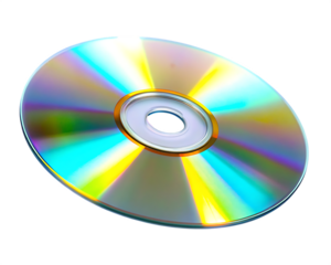Shiny C D disc with rainbow reflections isolated on a transparent background optical disc