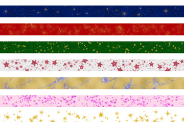 Glitter Star Holiday Washi Tape Set &ndash; Metallic Gold & Silver Stars