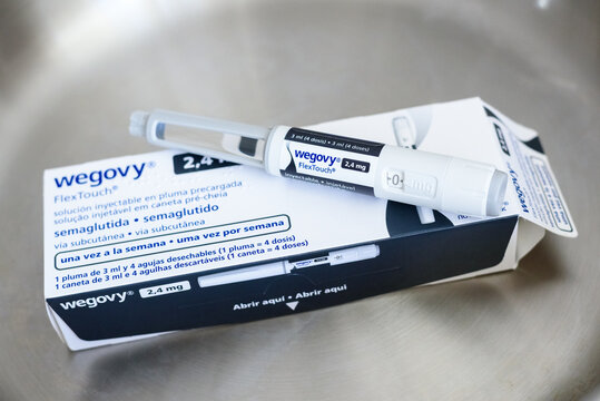 Valencia, spain - 12 september 2025:  Wegovy box, weight loss medicine.an injectable solution for weight control