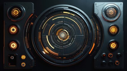 Futuristic UI panel with glowing elements for advanced technology concepts and sci-fi designs, perfect for innovative interfaces and modern dashboards