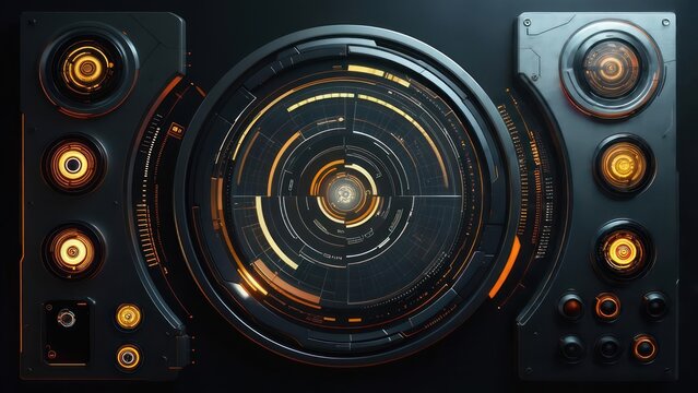 Futuristic UI panel with glowing elements for advanced technology concepts and sci-fi designs, perfect for innovative interfaces and modern dashboards