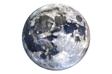 Isolated full moon celestial body orb astronomy night sky space object isolated on transparent background