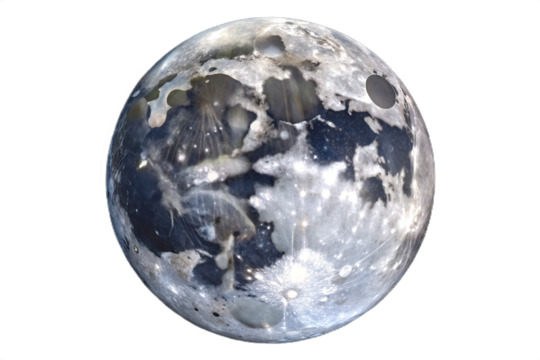 Isolated full moon celestial body orb astronomy night sky space object isolated on transparent background