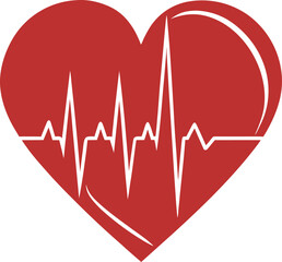 "Heart with ECG Line Illustration &ndash; Medical, Cardiovascular & Healthcare Symbol"