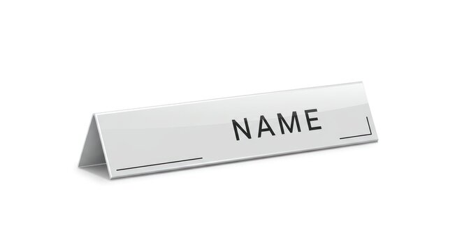 Blank nameplate on white background ready for customization