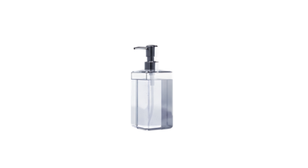 Elegant clear glass soap dispenser isolated on transparent background, a stylish and practical addition to any bathroom or kitchen, perfect for dispensing liquid soap, lotion, or sanitizer in a hygien