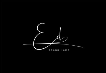ED letter beauty cursive handwriting logo.