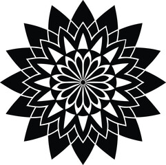 line art a black and white flower design on transparent background