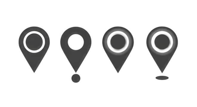 Location Pin Icons with Shadows standard image isolated on a transparent background