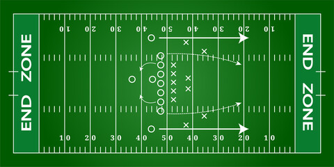 Tactical board of an American football field