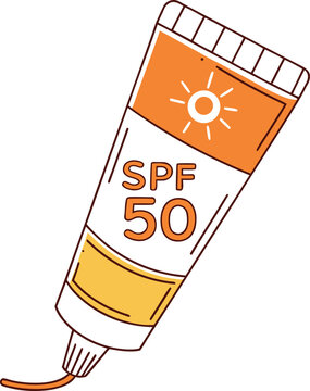 "Sunscreen SPF 50 Tube Illustration &ndash; Sun Protection, Skincare & Summer Icon"