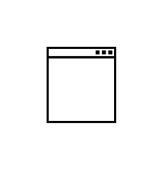 Simple line art icon depicting a blank web browser window.