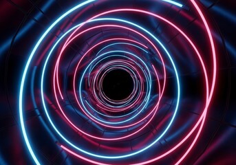 Obraz premium Mesmerizing Descent into a Glowing Neon Vortex of Pink and Blue Light Spirals.