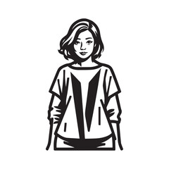 Black and white close up illustration of a beautiful woman face minimalist elegant line art drawing