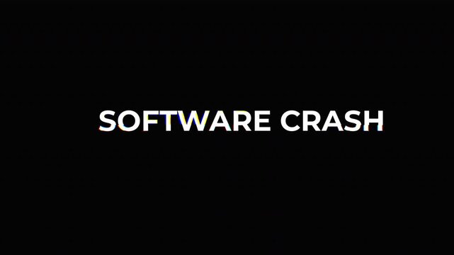 Software Crash Text Animation with Digital Glitch Effect with transparent background.