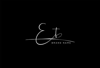 ET letter beauty cursive handwriting logo.