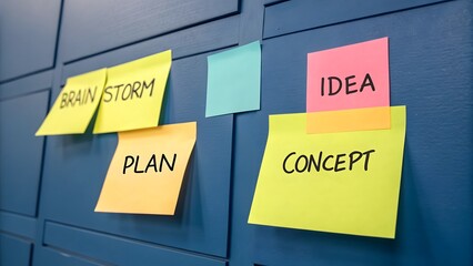 Sticky Notes with Planning and Brainstorm Ideas