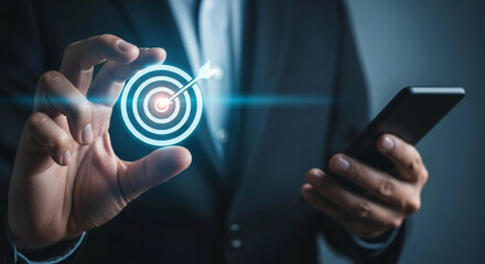 Targeted Marketing Success: Arrow Hitting Bullseye