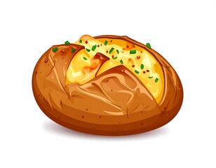 Baked potato with melted cheese
